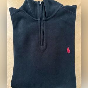 Ralph Lauren Mens Black 3/4” Zip-Up Sweater